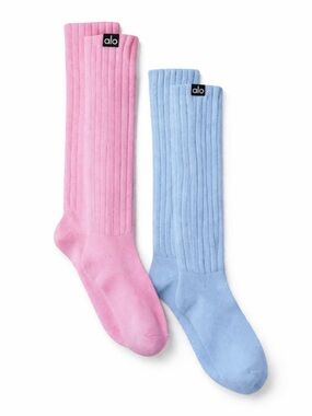 ALO Yoga Scrunch Socks Bundle – Sweet Pink & Seashell Blue - Size M - NWT